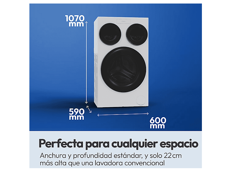 Lavadora carga frontal - Candy Multiwash MQD 410CBL9-37, 10+1+1 kg, 1400 rpm, 20 programas, Triple Tambor, Motor Direct Motion, Wi-Fi, Blanco — foto 13
