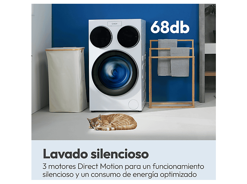 Lavadora carga frontal - Candy Multiwash MQD 410CBL9-37, 10+1+1 kg, 1400 rpm, 20 programas, Triple Tambor, Motor Direct Motion, Wi-Fi, Blanco — foto 14