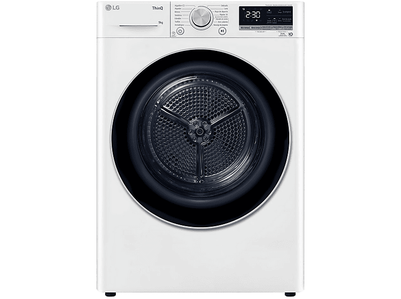 Secadora bomba de calor - LG RH90V9AV3N, Bomba de calor, 9 kg, Blanco