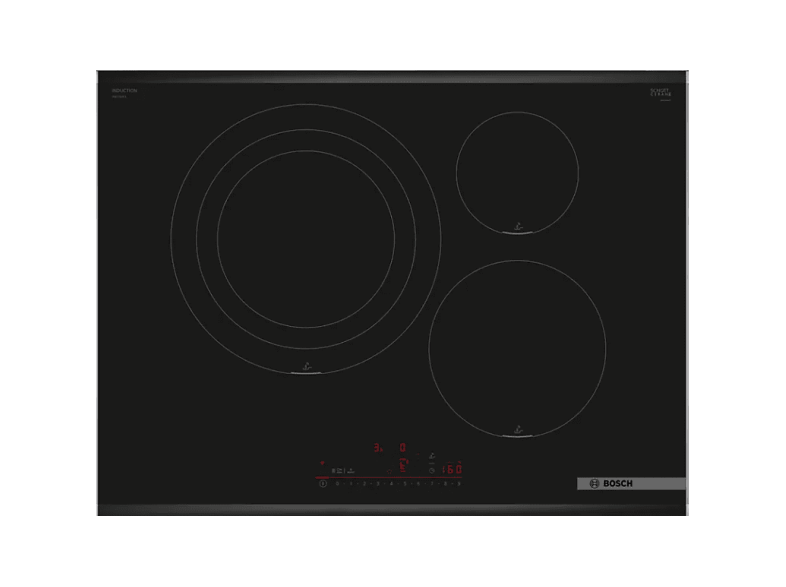 Placa inducción - Bosch PID775HC1E, 3 zonas, DirectSelect, PerfectFry Plus,  70 cm, Negro