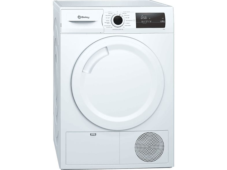 Secadora bomba de calor - Balay 3SB287B, Eléctrico, 8 kg, 3 programas, Blanco