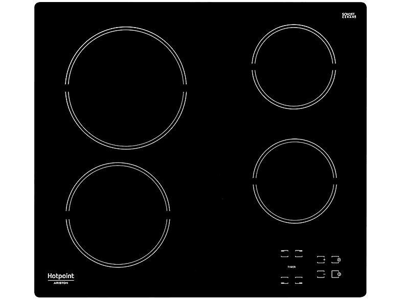 Placa de vitrocerámica - HOTPOINT HR 631 C, 4 zone(s) zonas, 580 mm, Negro