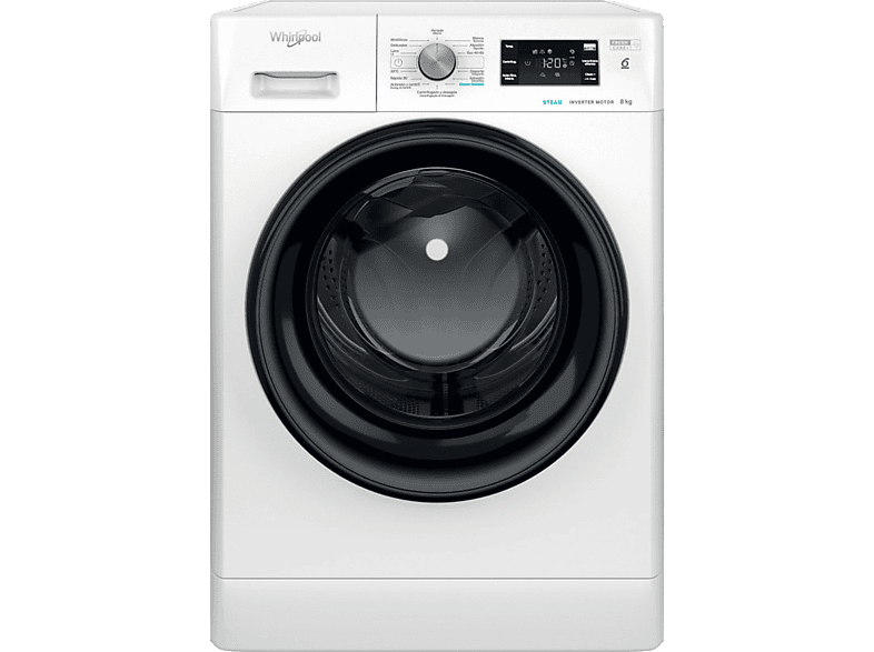 Lavadora carga frontal - Whirlpool FFB 8489 BV SPT, 8 kg, 1400 rpm, 14 Programas, Fresh Care+, Tecnología 6th Sense, Motor Inverter, Blanco