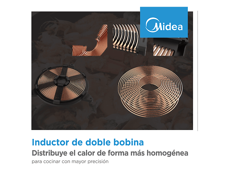 Placa inducción - Midea MIH740T467K0, 3 Zonas, 32 cm Zona Grande, 59 cm Ancho, 9 Niveles de Potencia, Negro — foto 6