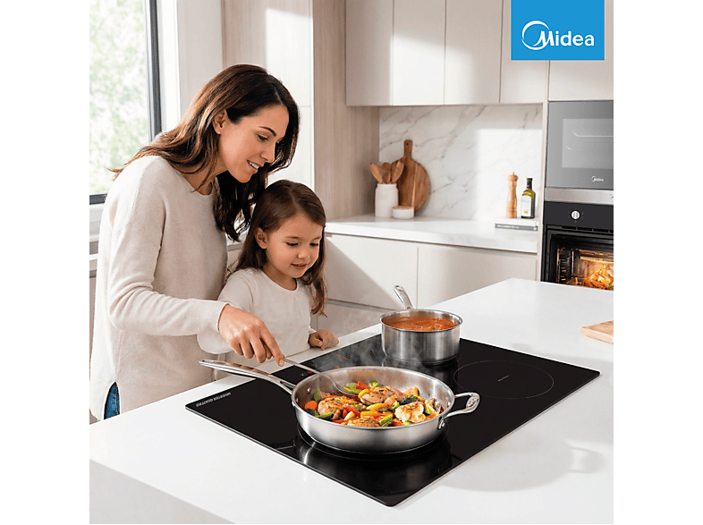 Placa inducción - Midea MIH740T467K0, 3 Zonas, 32 cm Zona Grande, 59 cm Ancho, 9 Niveles de Potencia, Negro — foto 9