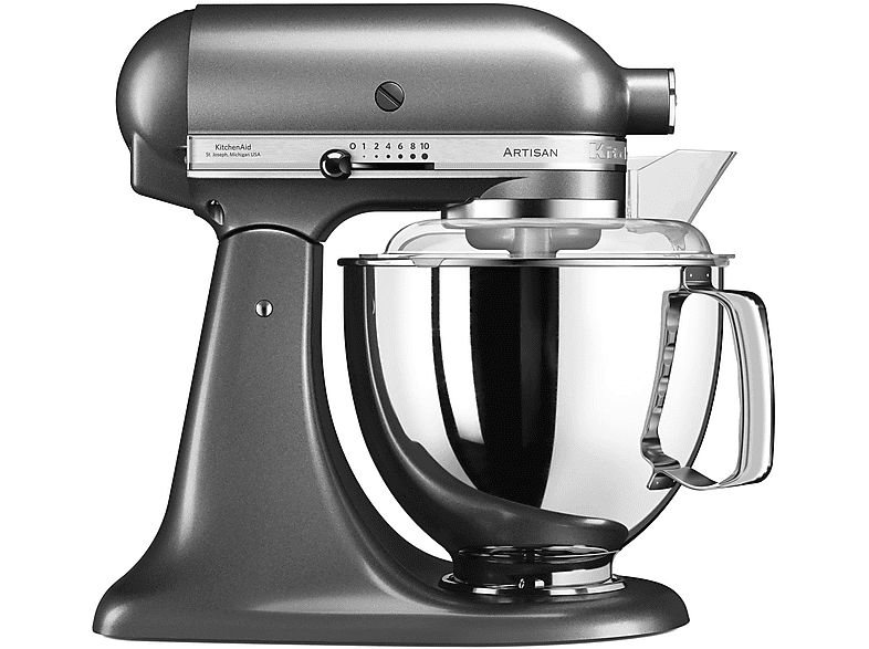 Robot de cocina - KITCHENAID 5KSM175PSEMS, 300 W, 4,8 l, Plata Medallon