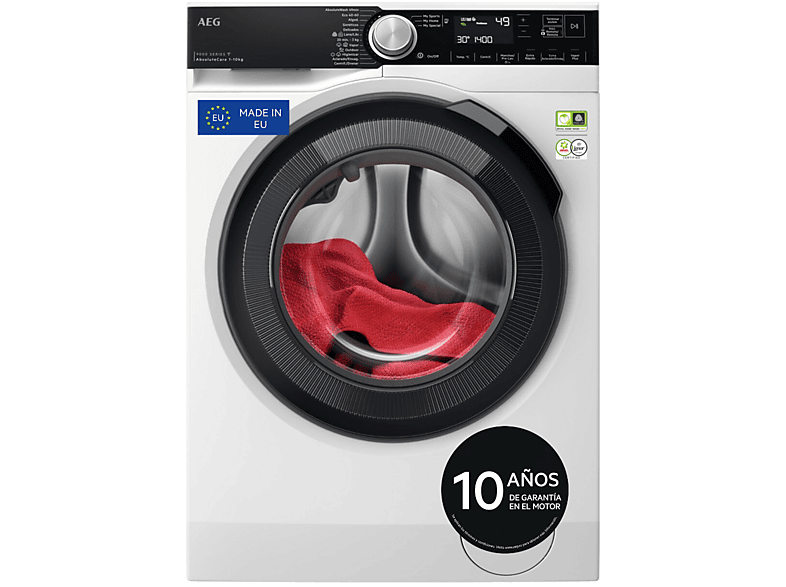 Lavadora carga frontal - AEG LFR9514L6U, 10 kg, 1400 rpm, 12 programas, AbsoluteCare, A ‐ 35%, Blanco — foto 1