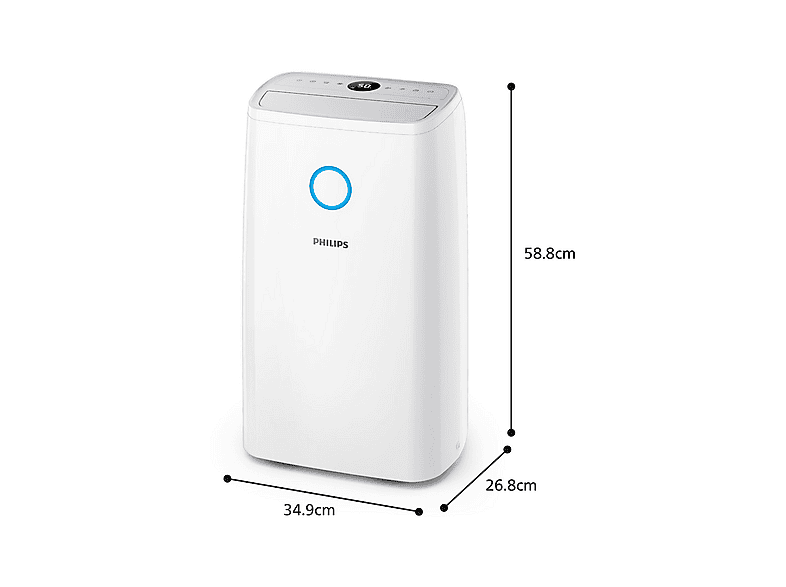 Deshumidificador - PHILIPS 3000 series DE3306/11, 4 l, 150 m³, Blanco, Gris claro — foto 2