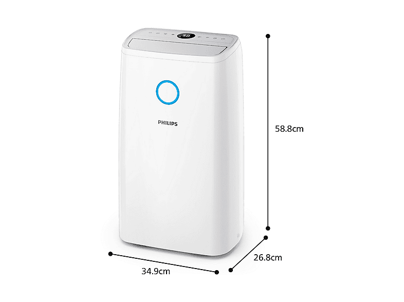 Deshumidificador - PHILIPS 3000 series DE3306/11, 4 l, 150 m³, Blanco, Gris claro — foto 7