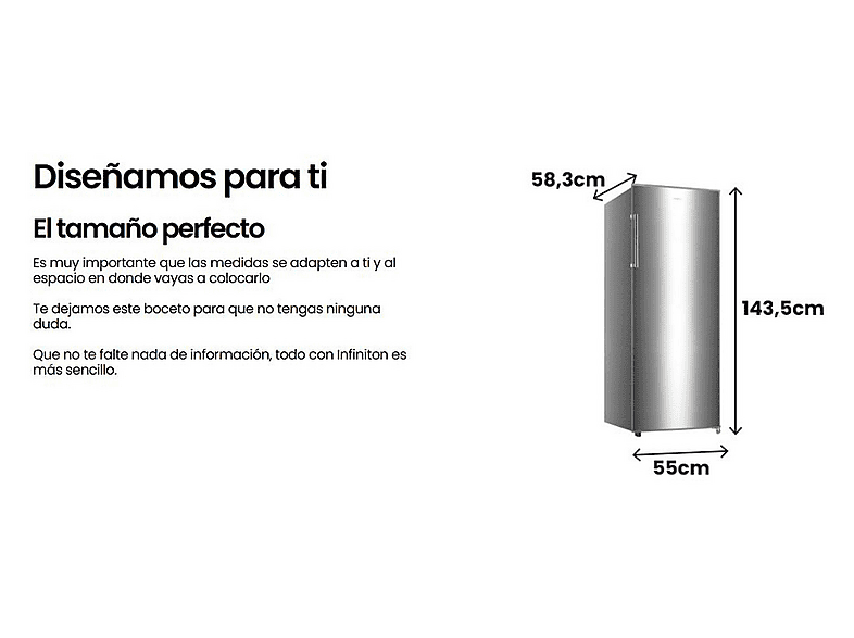 Congelador vertical - INFINITON CV-172L14XEV, 172 l, 188,5 cm, Inox — foto 6