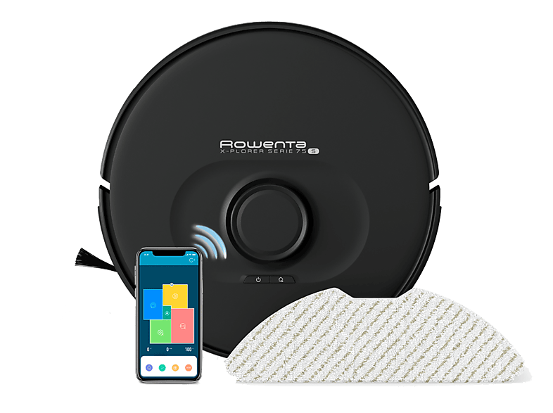 Robot aspirador - ROWENTA RR8575WH, 8575 W, Potencia de succión 2,7 kPa, Depósito 4,1 l, Autonomía 120 min, Negro