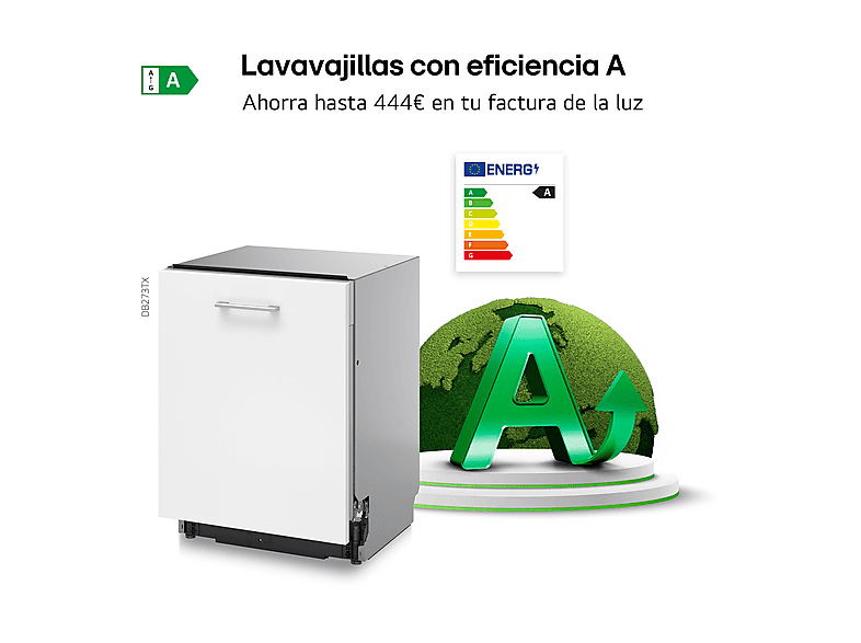 Lavavajillas integrable - LG DB273TX, 14 servicios, 9 programas, 59.8 cm,  Tercera bandeja, QuadWash™, Sin panelar — foto 4