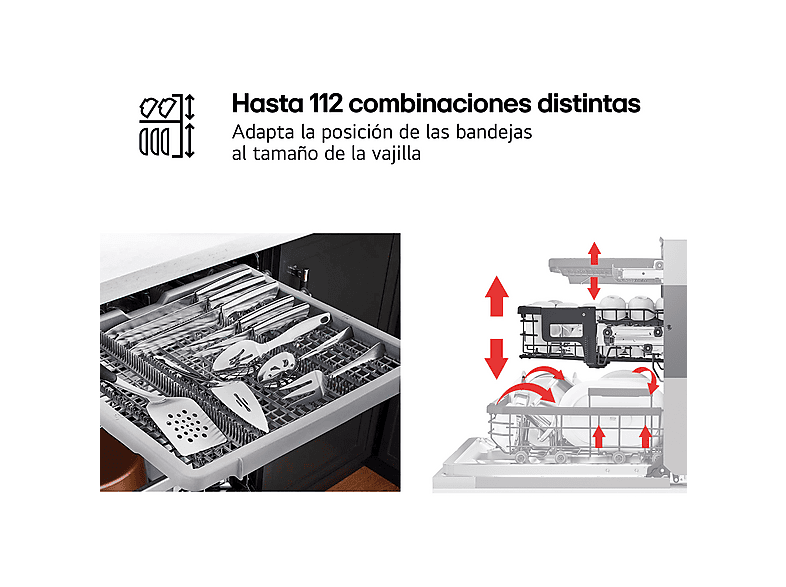Lavavajillas integrable - LG DB273TX, 14 servicios, 9 programas, 59.8 cm,  Tercera bandeja, QuadWash™, Sin panelar — foto 6
