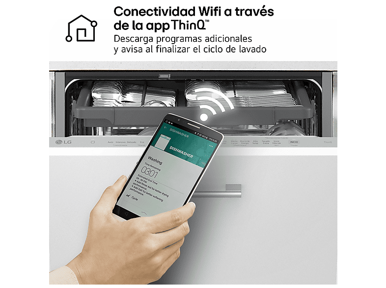 Lavavajillas integrable - LG DB273TX, 14 servicios, 9 programas, 59.8 cm,  Tercera bandeja, QuadWash™, Sin panelar — foto 10