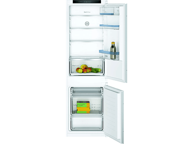 Frigorífico combi integrable - Bosch KIV86VSE0, Low Frost, 277l, VitaFresh XXL, Cajón BigBox, 177.2 cm, Sin panelar