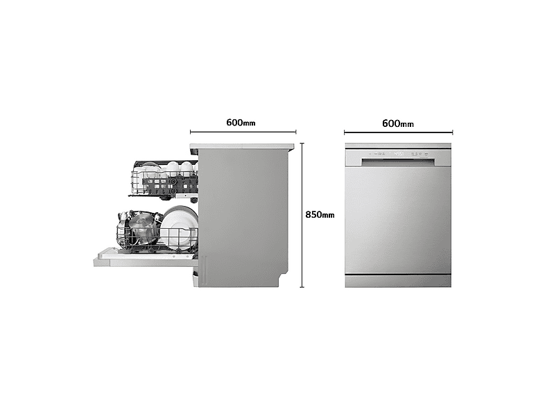 Lavavajillas - LG DF142FV, 14 servicios, 5 programas, 60 cm, QuadWash™, Inverter Direct Drive™, Inox antihuellas — foto 3