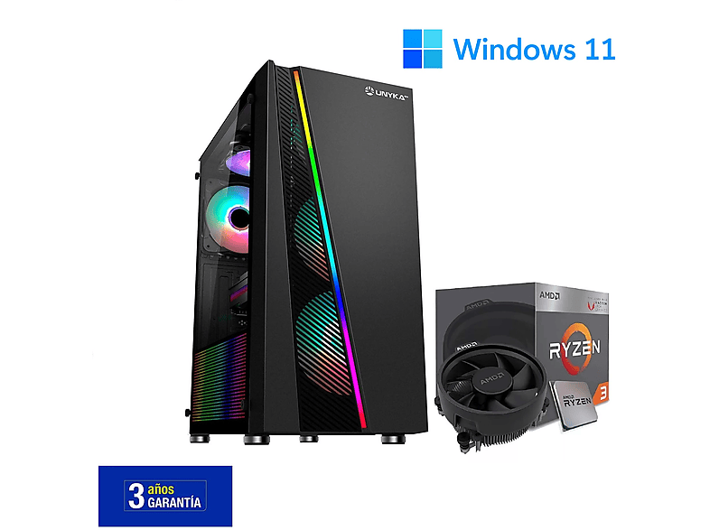 PC Gaming - JOYBE COMPUTERS Gamer Avanzado AMD Ryzen 3 3200G, AMD Ryzen 3 3200G, 32 GB RAM, 512 GB SSD, Radeon™ RX Vega 8, Windows 11 Pro, Negro