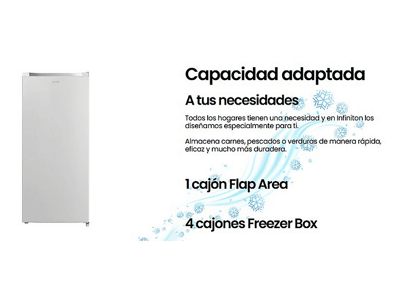 Congelador vertical - INFINITON CV-A125B, 140 l, 125,9 cm, Blanco — foto 3