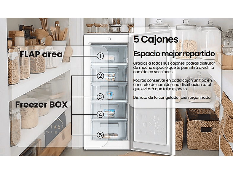 Congelador vertical - INFINITON CV-A125B, 140 l, 125,9 cm, Blanco — foto 5