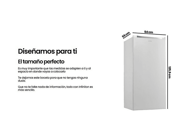 Congelador vertical - INFINITON CV-A125B, 140 l, 125,9 cm, Blanco — foto 8