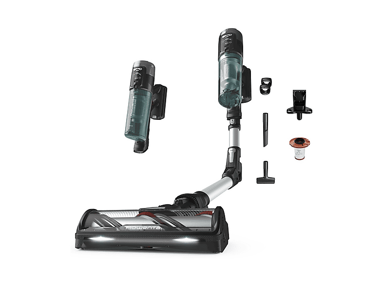 Aspirador escoba - ROWENTA RH9A32WO, 350 W, Potencia de succión 150 W, Depósito 0,65 l, Autonomía 60 min, Aluminio, Verde