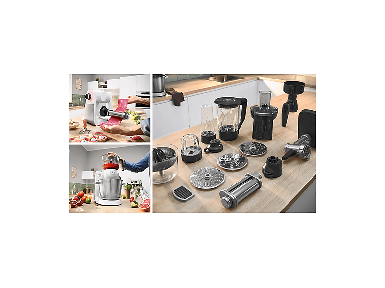 Robot de cocina - BOSCH MUMS6EW22, 1600 W, 5,5 l, blanco, plateado — foto 2