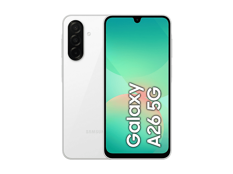 SAMSUNG Galaxy A26 5G, Blanco, Móvil Android, 128 GB, 6 GB RAM, 6,7 " Super AMOLED, Gorilla Glass 7, 120 Hz, Processor, 5000 mAh