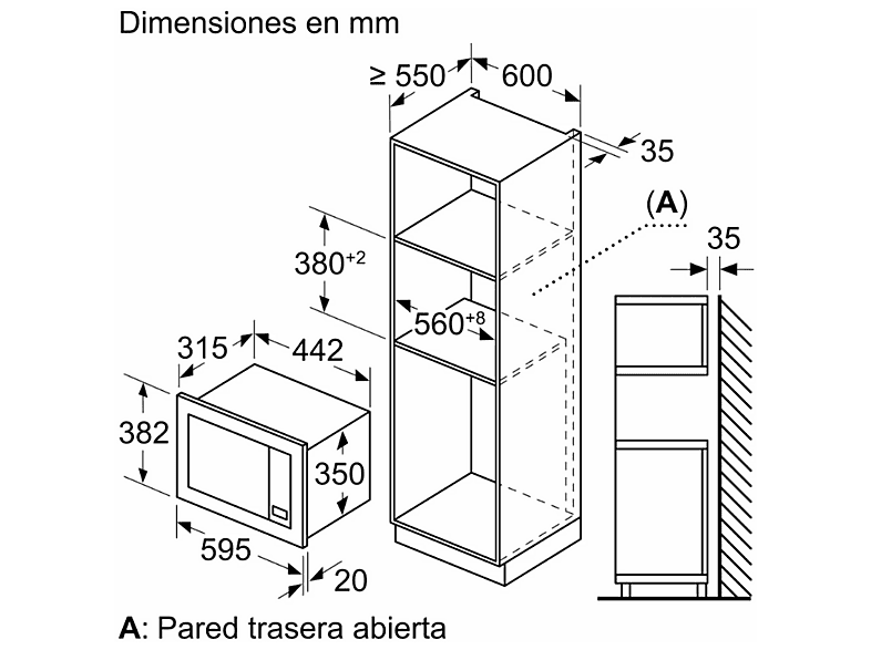 Microondas integrable - Balay BAL3CG6142B4, 800 W, 5 potencia, 20 l, Blanco — foto 3