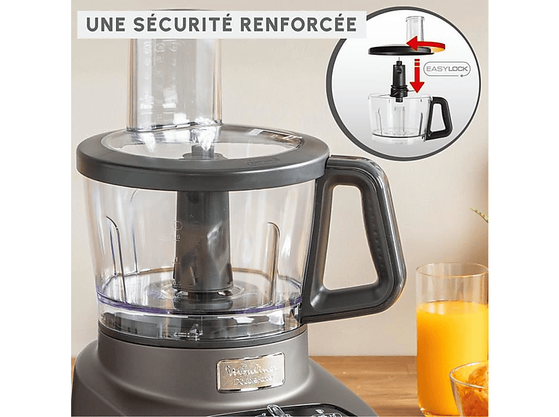 Robot de cocina - MOULINEX FP825E10, 1000 W, 3 l, Negro, Gris — foto 4