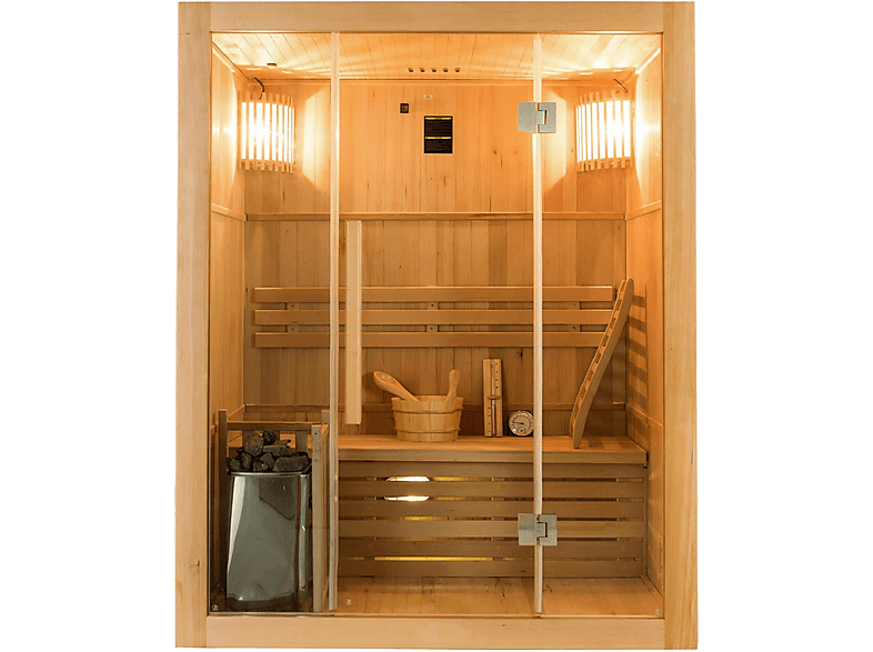 Sauna de interior - POOLSTAR Sense 3 Plazas Con Cristal Panoramico, Marrón
