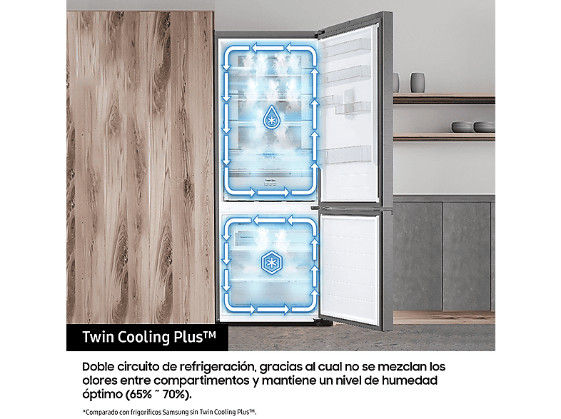 Frigorífico combi integrable - Samsung BRB80F30ADS0EF, Twin Cooling, 193.5 cm, 298 l, AI Energy Mode y Wifi, Sin panelar — foto 5