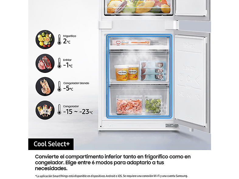 Frigorífico combi integrable - Samsung BRB80F30ADS0EF, Twin Cooling, 193.5 cm, 298 l, AI Energy Mode y Wifi, Sin panelar — foto 7
